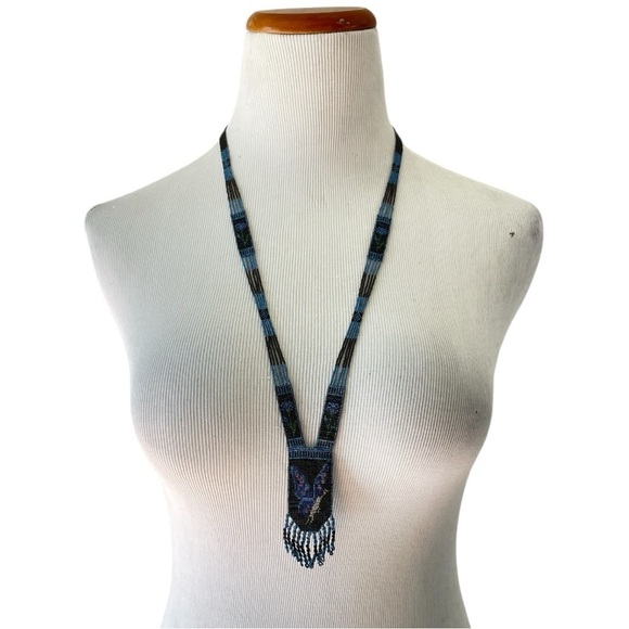 Antique Jewelry - Antique 1920s Flapper Art Deco‎ Micro Beaded Necklace with Butterfly